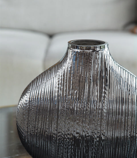 Silver Striped Glass Vase Flower