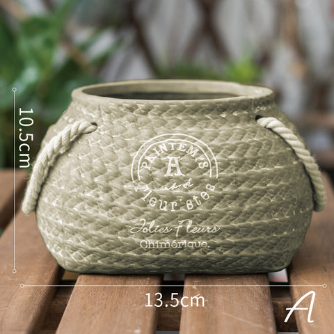 Woven pocket pottery flower pot